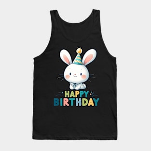 Kawaii Happy Birthday White Bunny Rabbit Party Tank Top